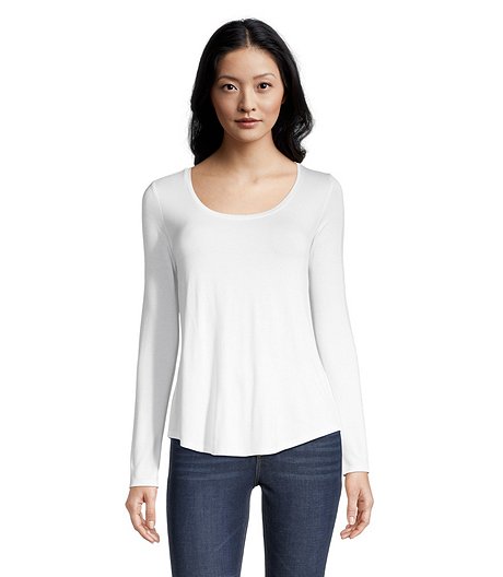 Women's Long Sleeve Relaxed Fit Scoop Neck T Shirt
