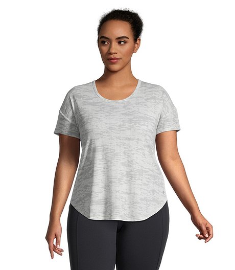 Women's Semi-Fitted Ribbed T Shirt with Curved Hem