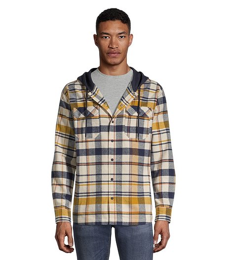 Men's Gabe Hooded Cotton Stretch Flannel Fleece Shirt