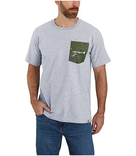 Men's Relaxed Fit Tagless Crewneck Pocket Work T Shirt