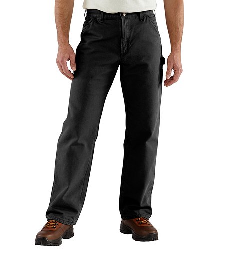 Men's Washed Duck Flannel Lined Work Dungarees - Black