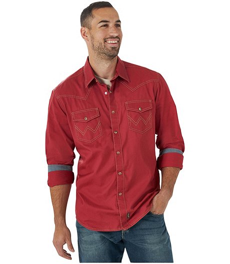 Men's Retro Fashion Woven Solid Cotton Shirt