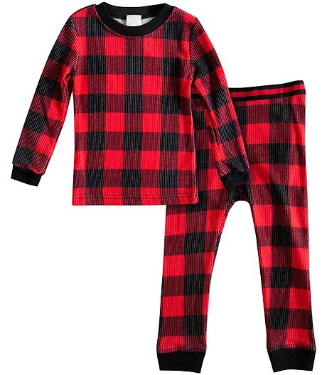 Toddler Boys' Soft Cozy Long Sleeve Top and Pants Thermal Set - Lumberjack
