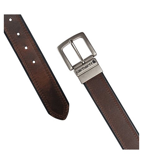 Men's Oil Finish Leather Reversible Belt - Brown Black
