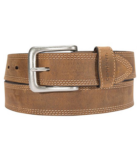 Men's Leather Work Belt with Antique Nickel Buckle - Brown