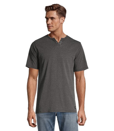 Men's Burnout Classic Fit Short Sleeve 2 Button Henley Shirt