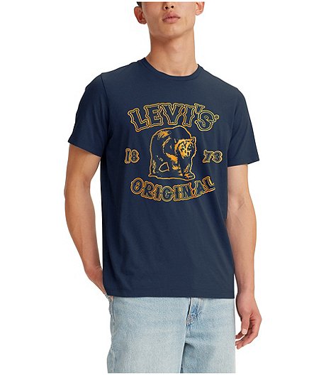 Men's Bear Crewneck Graphic Cotton T Shirt