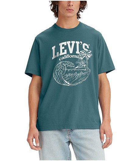 Men's Varsity Wave Relaxed Fit Crewneck Graphic Cotton T Shirt
