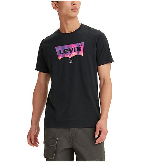 T-shirt avec graphique ailes de chauve souris et palmiers pour hommes