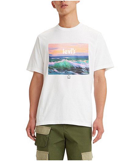 Men's Poster Waves Crewneck Graphic Cotton T Shirt
