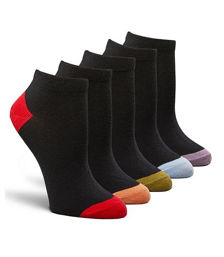 Women's 5 Pack Heel-Toe Contrast FRESHTECH Ankle Socks