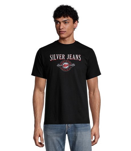 Men's Silver Jeans Retro Logo Crewneck Graphic T Shirt
