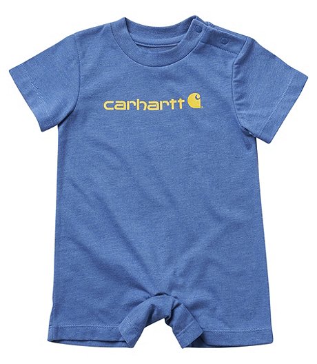 Baby Boys' 0-24 Months 2 Pack Logo Graphic Short Sleeve Romper Onesie - Blue Camo