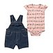 Baby Girls' 0-24 Months 2 Piece Daisy Print Short Sleeve Bodysuit and Shortall Set