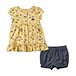 Baby Girls' 0-24 Months Short Sleeve Printed Dress and Diaper Cover Set