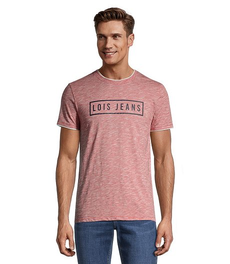 T-shirt graphique à manches courtes et empiècement trompe-l'œil pour hommes