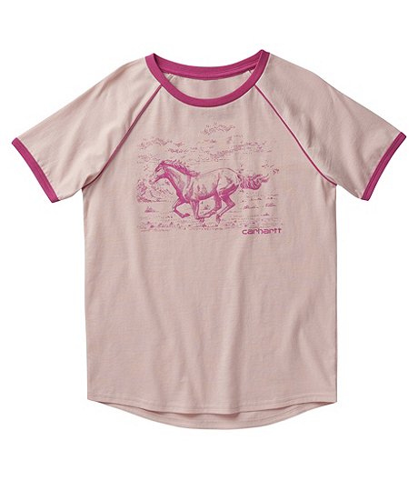 Toddler Girls' 2-4 Years Graphic Etched Horse Short Sleeve T Shirt
