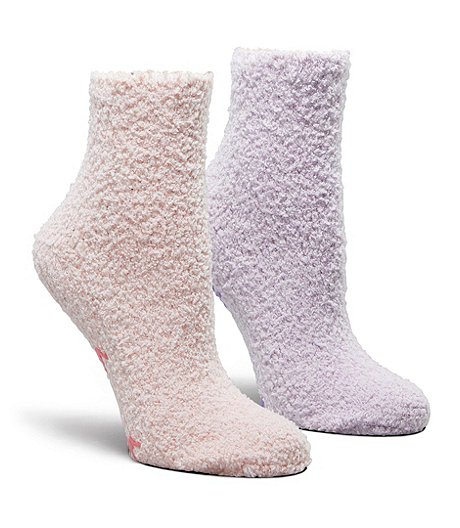Women's 2 Pack Supersoft Chenille Quarter with Silicone Bottom Lounge Socks