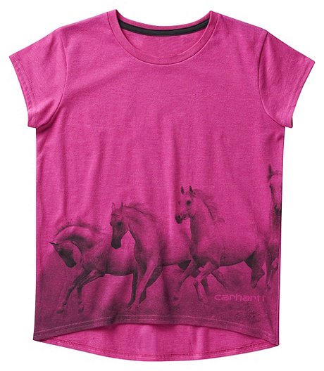 T-shirt à manches courtes pour filles de 4 à 7 ans, Running Horse