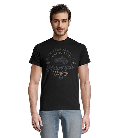Men's Motorcycle Vintage Crewneck Graphic Cotton T Shirt