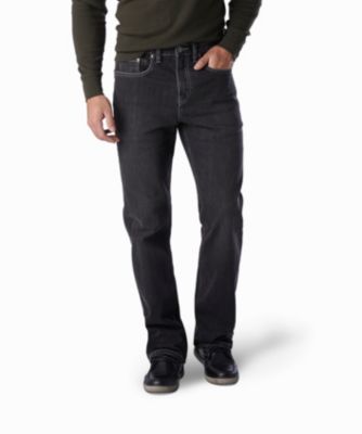 black stretch straight leg jeans