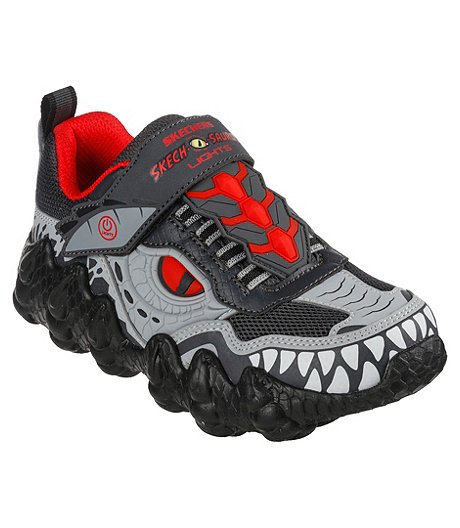 Boys' Preschool Skech-O-Saurus Lights Sneakers - Grey Red