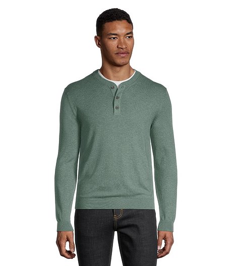 Men's Modern Fit Soft Cotton Henley Sweater