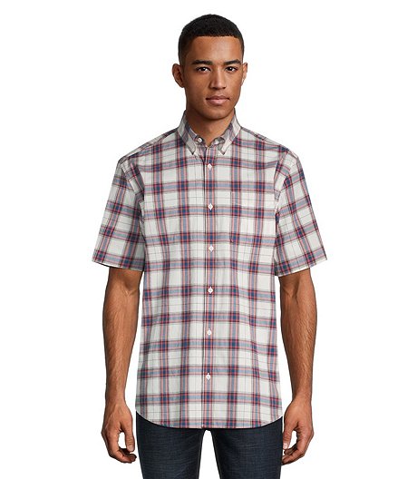 Men's Short Sleeve Modern Fit Plaid Casual Shirt