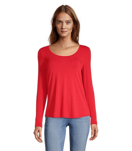 Women's Long Sleeve Relaxed Fit Scoop Neck T Shirt