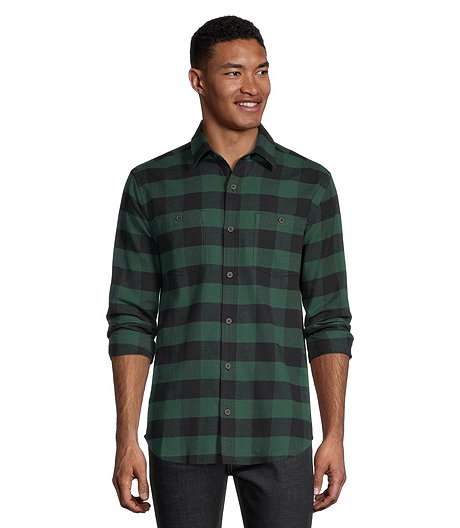Men's Stretch Relaxed Classic Fit Basic Flannel Shirt