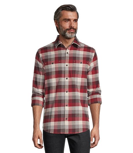 Men's Basic Regular Fit Stretch Flannel Shirt