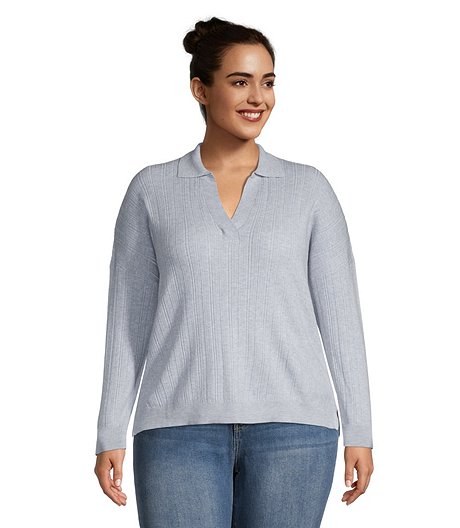 Women's Long Sleeve Polo Sweater