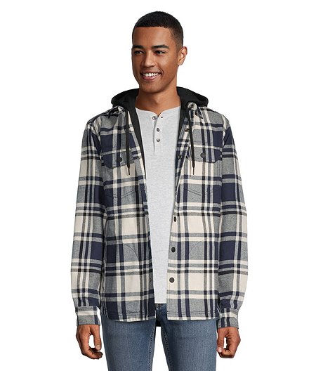 Chemise-veste à capuche doublée en flanelle pour hommes