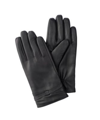 womens lined black leather gloves