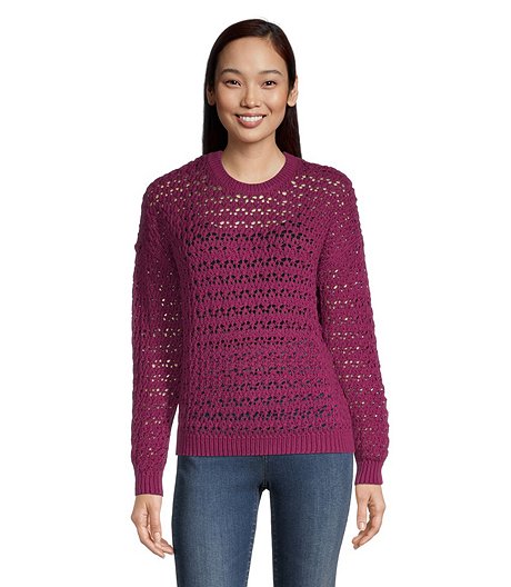 Women's Crochet Round Neck Pullover Top