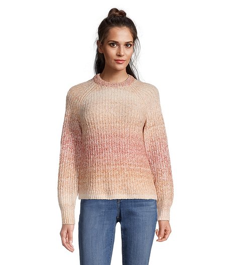 Women's Cozy Ombre Stripe Crewneck Pullover Sweater