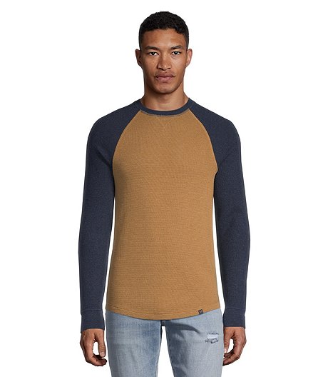 Men's Long Sleeve Waffle Knit Raglan Crewneck Shirt