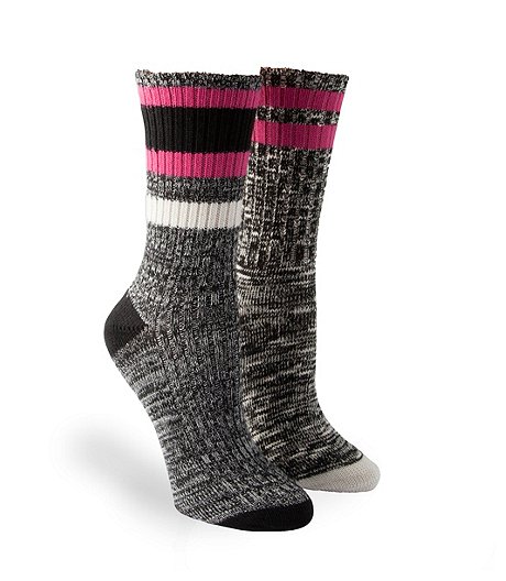 Women's 2-Pack Casual Striped Crew Socks With T-MAX 