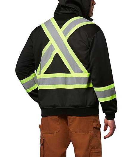 Homme Hi Viz visibilité Fermeture Éclair Veste Sweat à capuche de travail doublée en polaire pantalon de survêtement S-5XL 