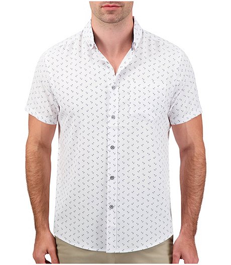 Men's Anchor Print Short Sleeve 4-Way Stretch Sport Shirt