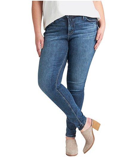 Silver Jeans Co Womens Plus Size Elyse Relaxed Fit Mid Rise Ankle Slim Jeans
