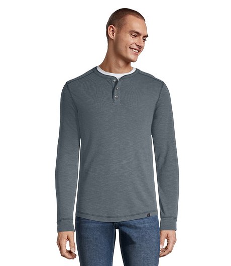 Men's Long Sleeve Modern Fit Cotton Slub Henley Shirt | Mark's