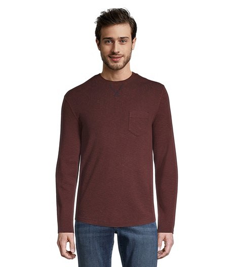 Men's Long Sleeve Textured Crewneck Cotton Shirt