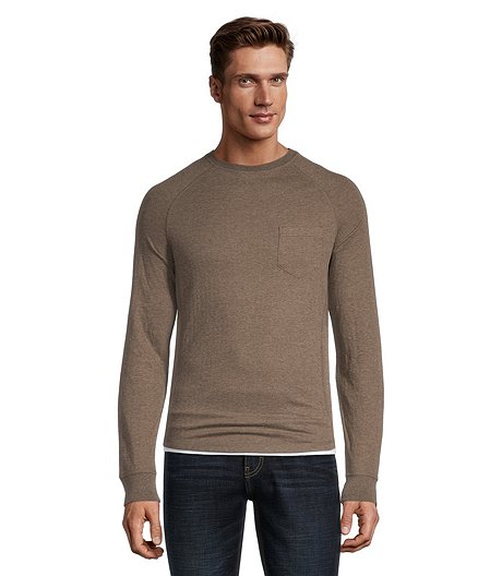 Men's Heritage Long Sleeve Modern Fit Double-Knit Crewneck T Shirt