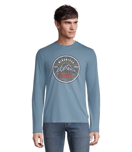 Men's Mountain Graphic Long Sleeve Modern Fit Crewneck T Shirt