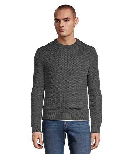 Men's Rope Stitch Pattern Crewneck Sweater