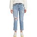 Women's Wedgie High Rise Straight Leg Cropped Jeans with Destruction Tears