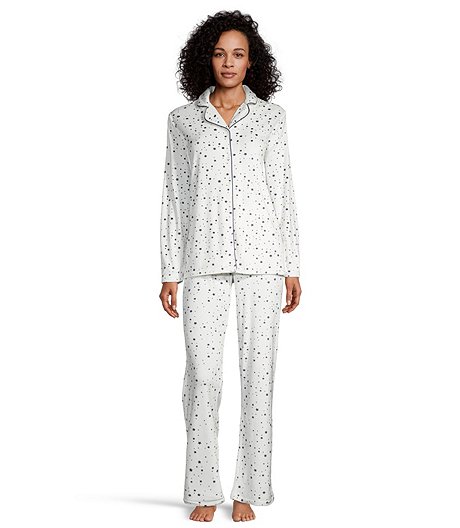 Ensemble de pyjama 2 pièces en tissu brossé avec haut et pantalon pour femmes