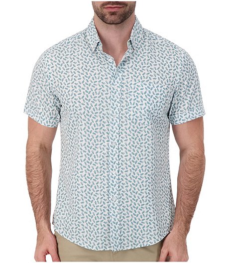 Men's Pineapple Print Short Sleeve 4-Way Stretch Sport Shirt
