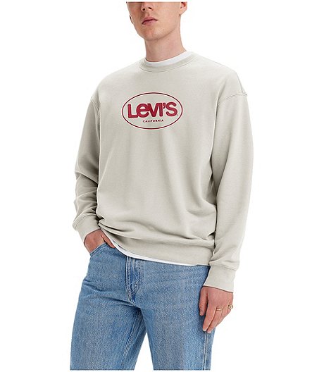 Men's Everyday Essentials Fleece Surf Logo Relaxed Fit Crewneck Sweatshirt Pullover